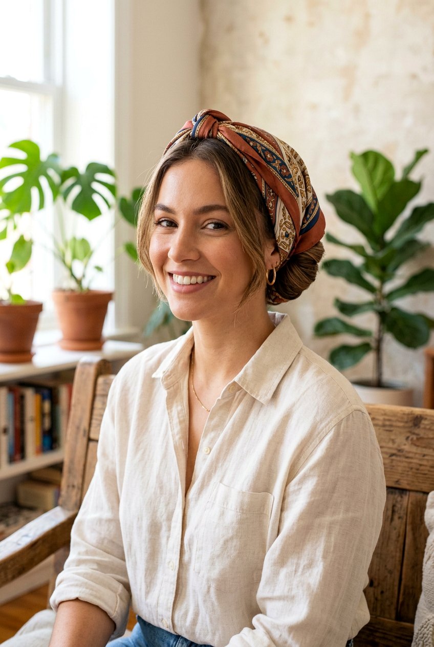 Rolled Back Scarf Updo - 20 vintage updo hairstyle - 20 vintage updo hairstyle