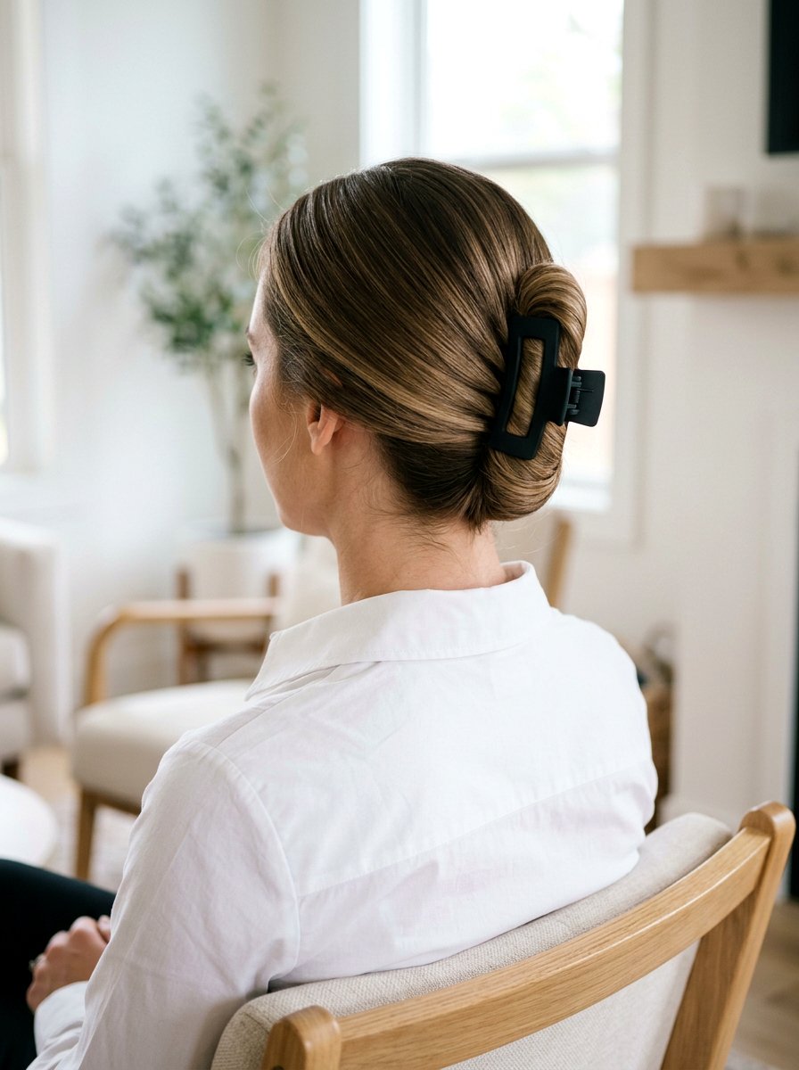 Rolled Claw Clip Updo - 20 claw clip updo for thick long hair - 20 claw clip updo for thick long hair