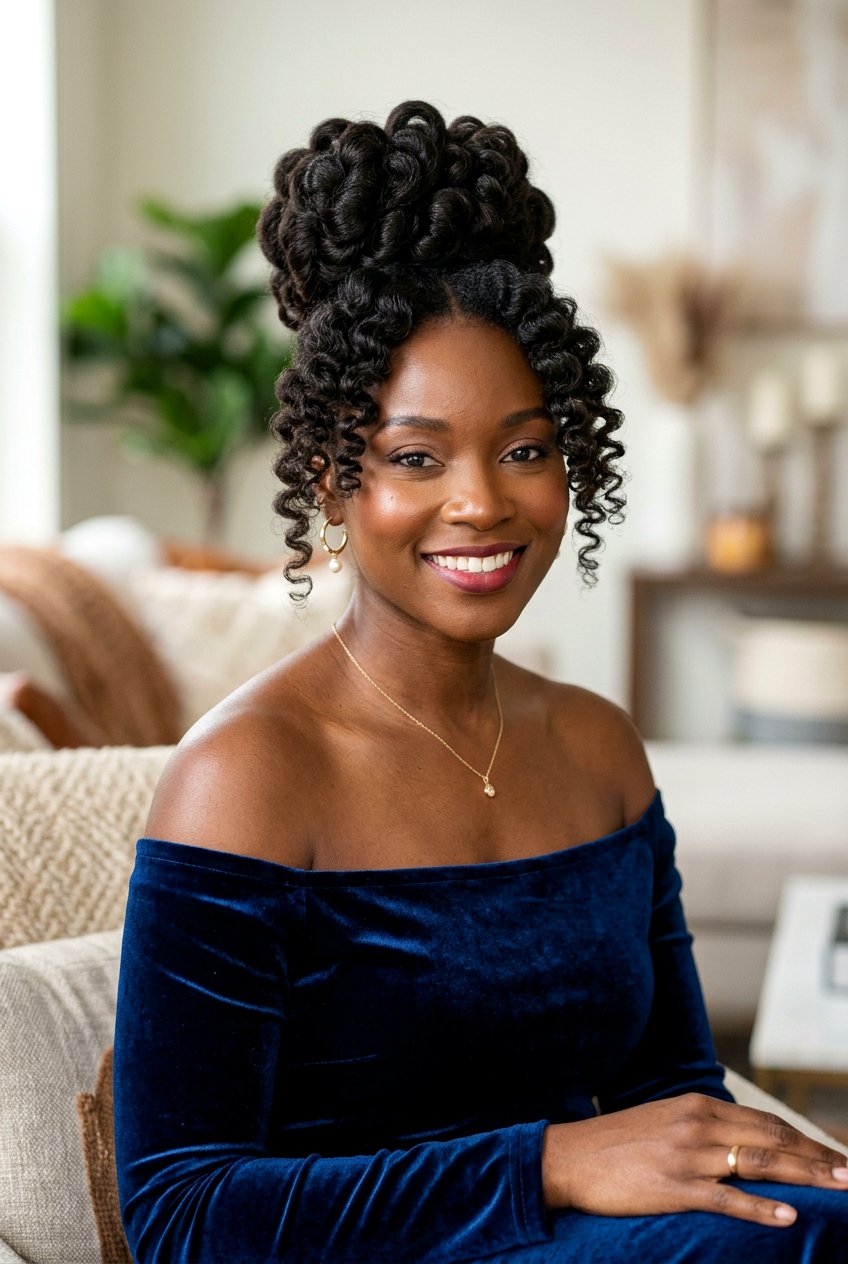 Roller Set Updo on Natural Hair - 20 natural hair roller set styles - 20 natural hair roller set styles