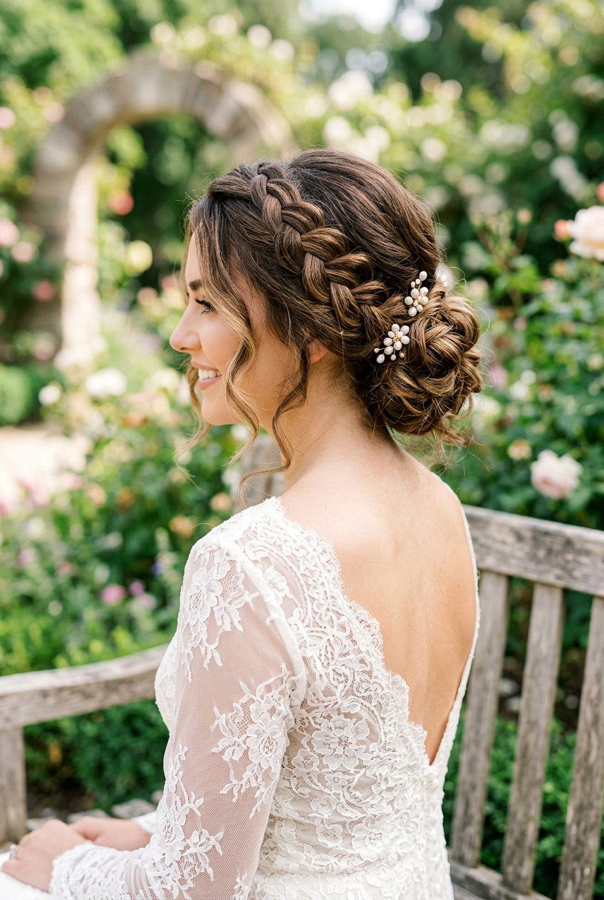 Romantic Boho Chignon With Braided Detail - 20 bohemian wedding hairstyles - 20 bohemian wedding hairstyles