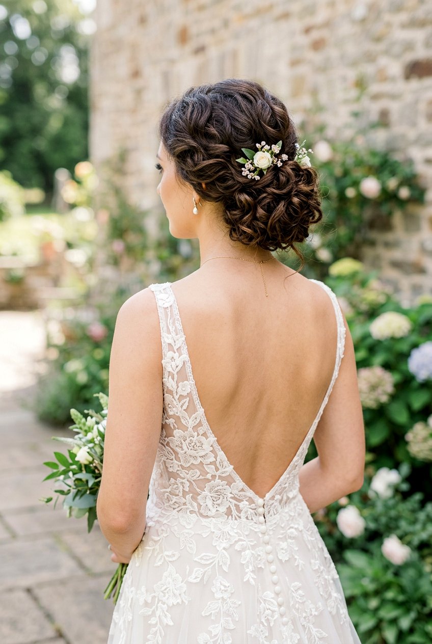 Romantic Bridal Curly Chignon - 20 bridal hairstyle for long natural curls - 20 bridal hairstyle for long natural curls