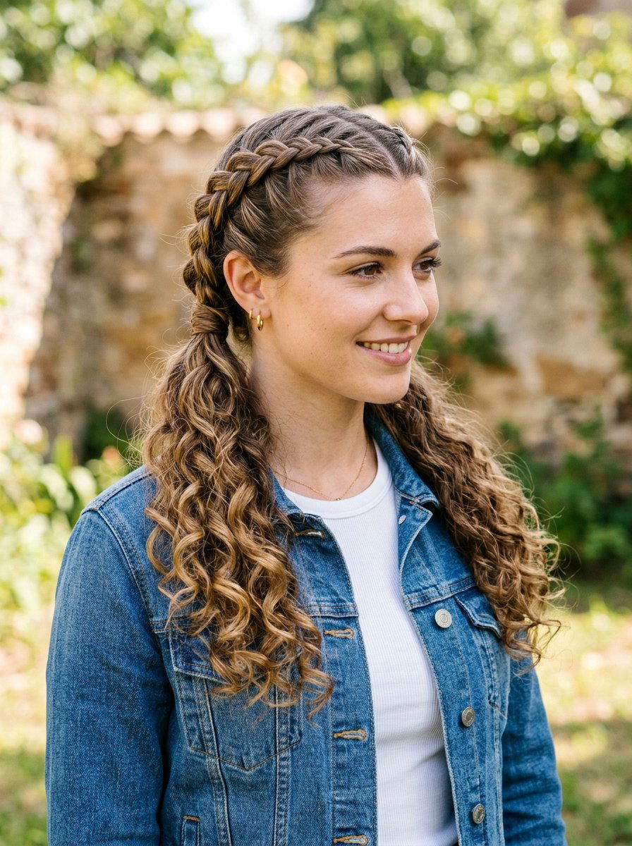 Romantic Curly Double Braid - 20 date night hairstyle with romantic curls - 20 date night hairstyle with romantic curls