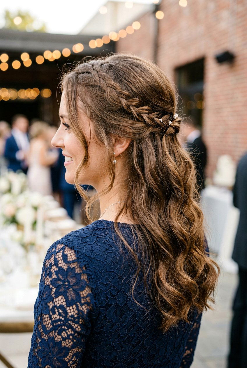 Romantic Half Up Braided Cocktail Hairstyle - 20 cocktail party hairstyles - 20 cocktail party hairstyles