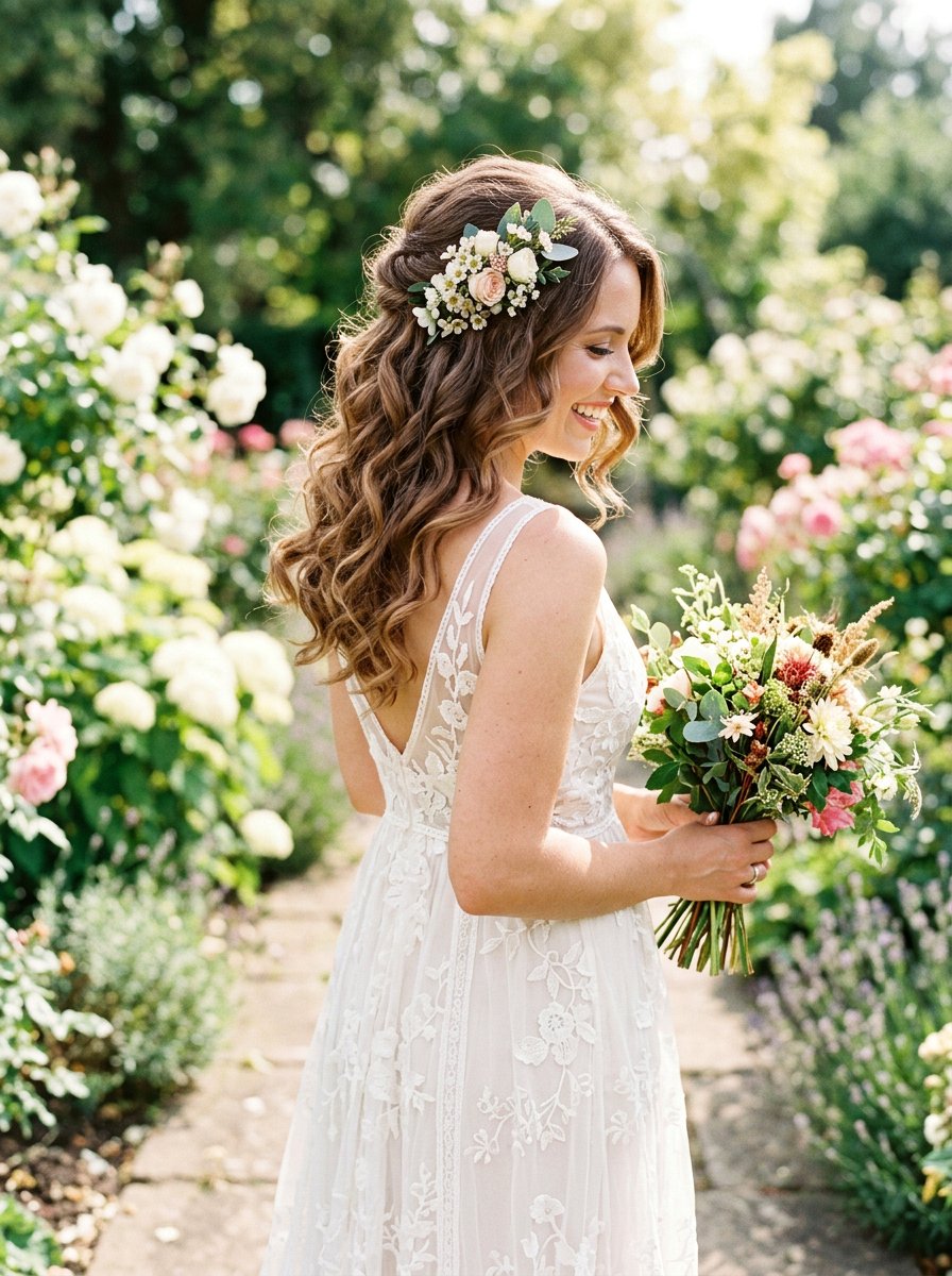 Romantic Half Up Half Down Bridal Hair - 20 glamorous bridal hairstyle ideas - 20 glamorous bridal hairstyle ideas