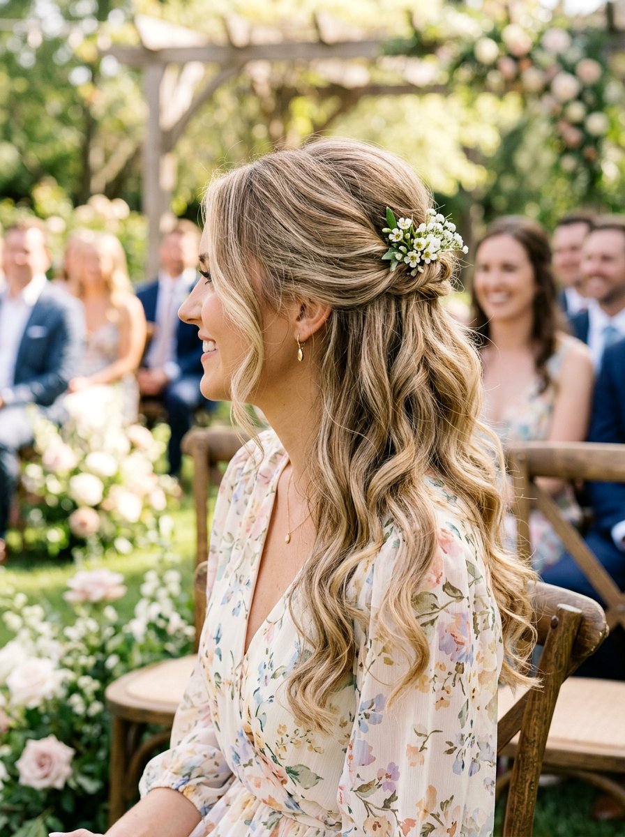 Romantic Half Up Half Down Wedding Guest Hair - 20 wedding guest half up half down curls - 20 wedding guest half up half down curls