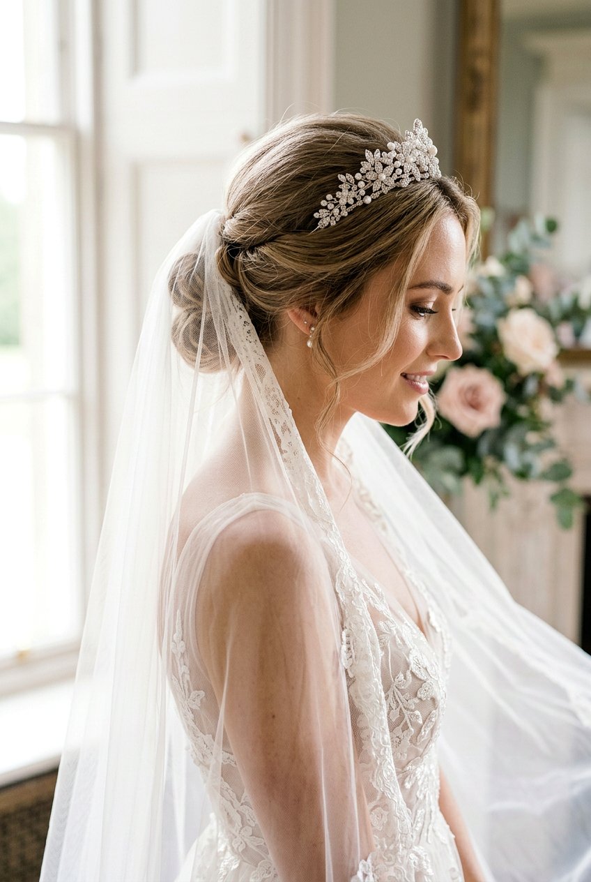 Romantic Loose Chignon - 20 bridal hairstyle for veil and tiara - 20 bridal hairstyle for veil and tiara