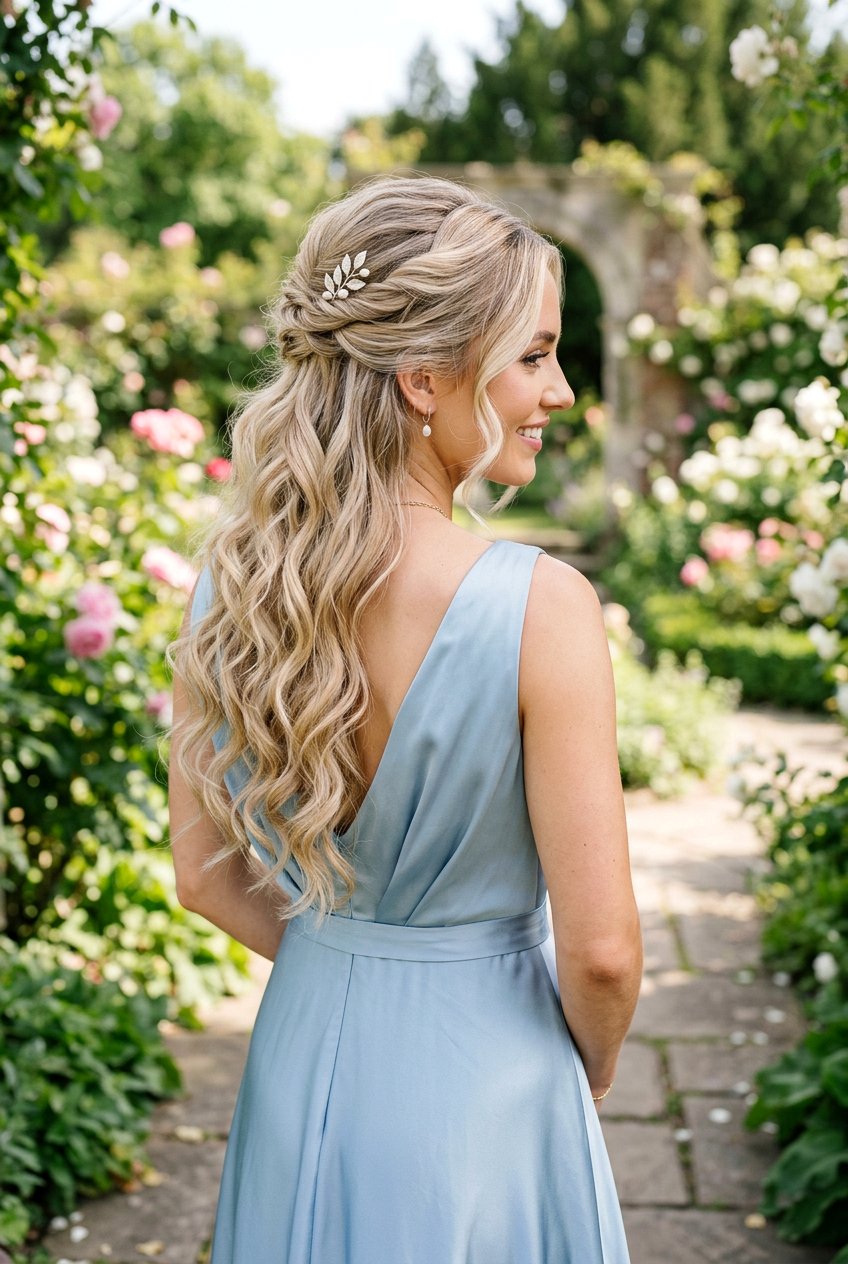 Romantic Twisted Half Up With Loose Waves - 20 prom hairstyle with twisted half up - 20 prom hairstyle with twisted half up