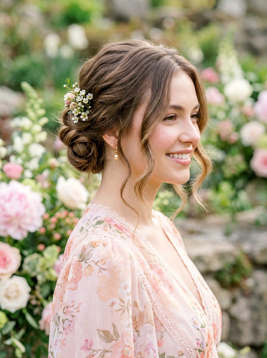 Romantic Updo With Face Framing Pieces - 20 cute hairstyle for casual wedding guest - 20 cute hairstyle for casual wedding guest