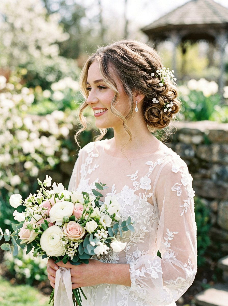 Romantic Updo With Face Framing Pieces - 20 viral wedding hairstyle ideas - 20 viral wedding hairstyle ideas