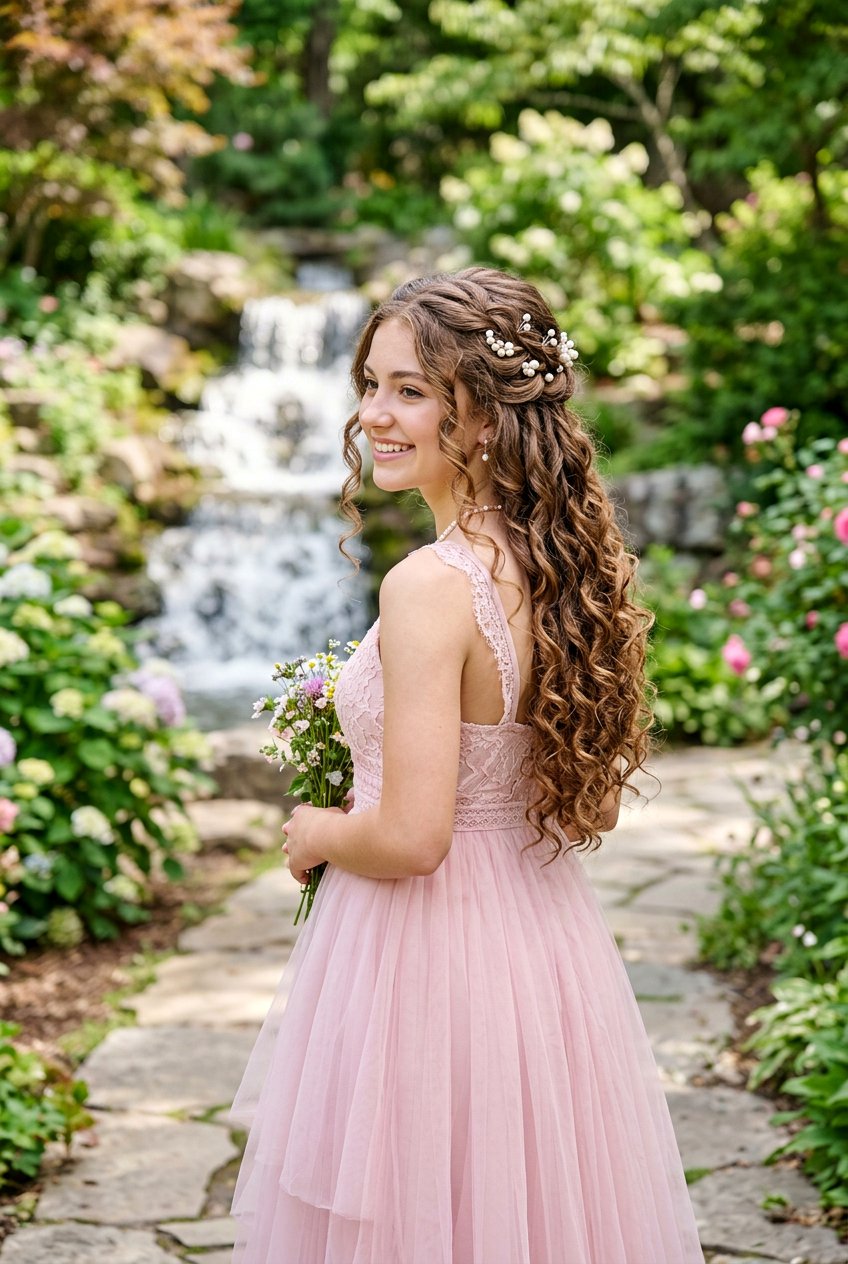Romantic Waterfall Curls - 20 prom hairstyle for teenage girls with curls - 20 prom hairstyle for teenage girls with curls