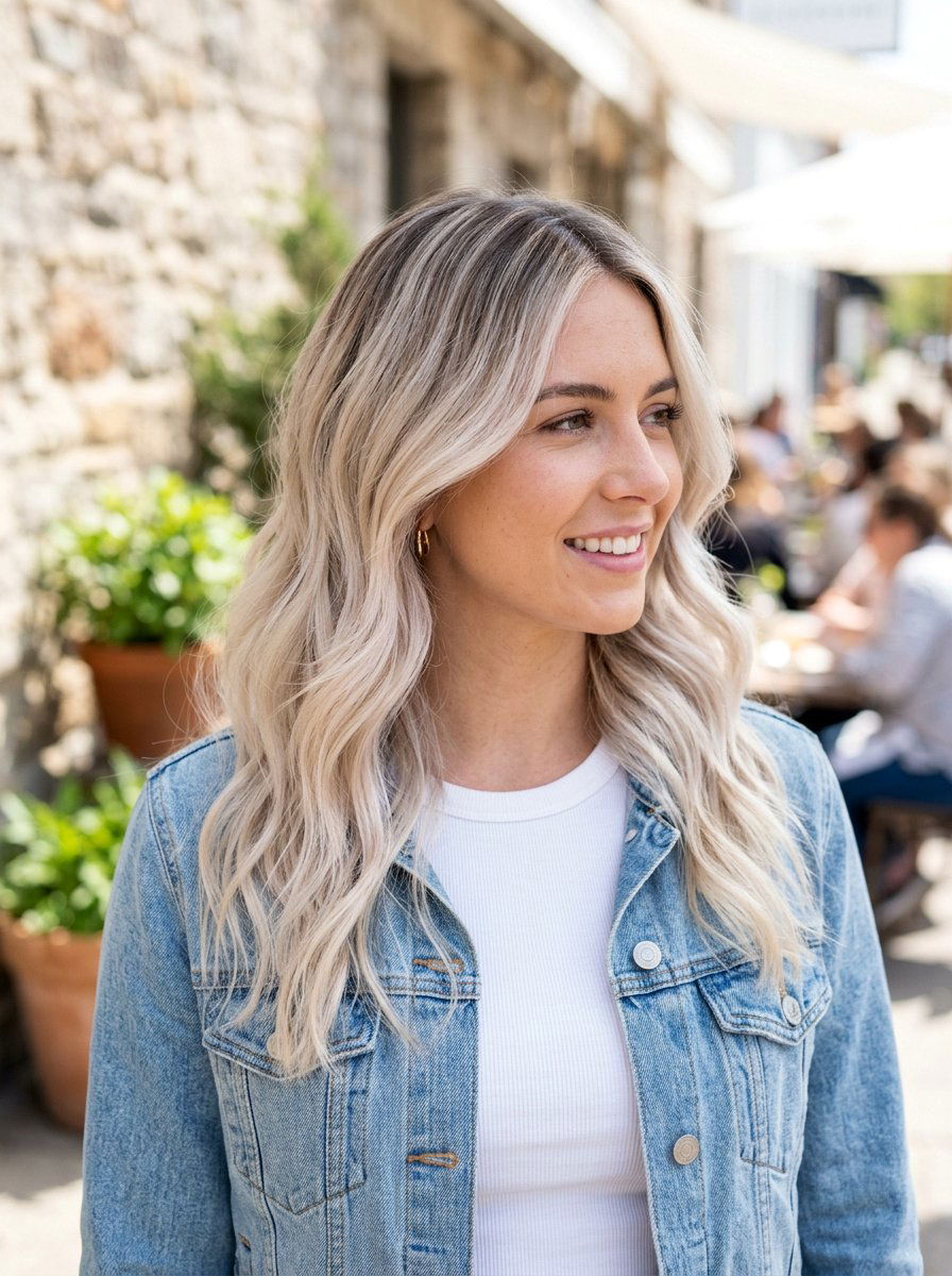 Rooted Pearl Blonde Balayage - 20 pearl blonde for mature women - 20 pearl blonde for mature women