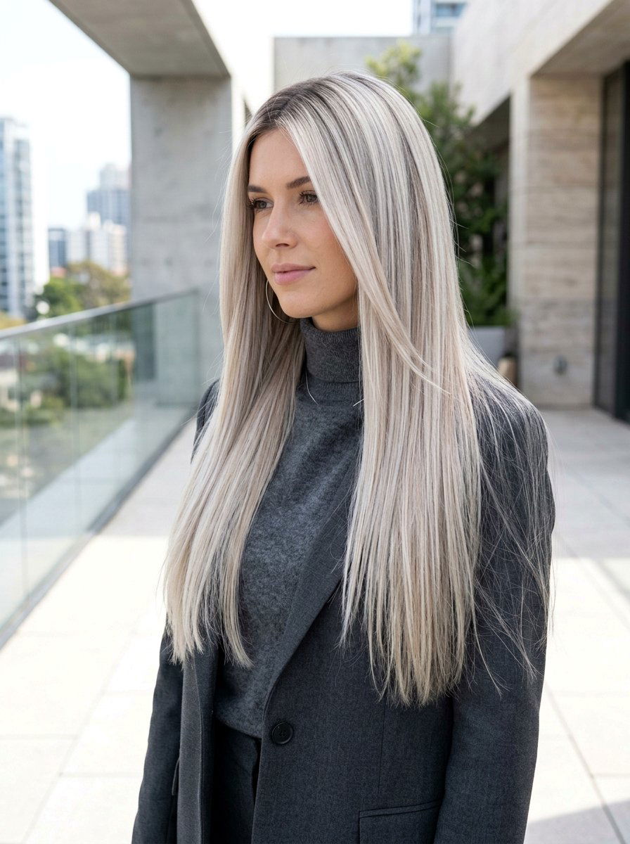 Rooted Platinum Blonde With Soft Lowlights - 20 rooted blonde with lowlights - 20 rooted blonde with lowlights