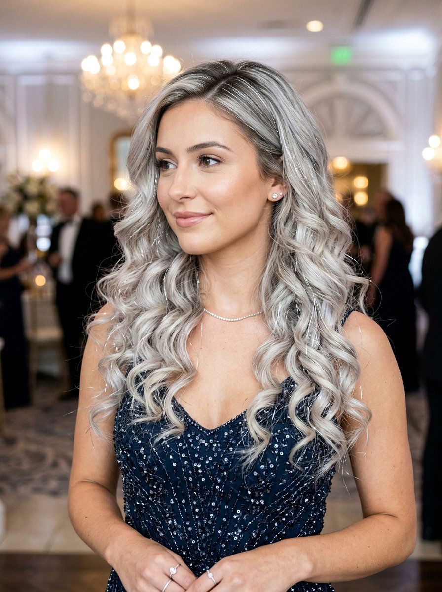 Rooted Silver Hair Tinsel - 20 rooted silver blonde hair - 20 rooted silver blonde hair