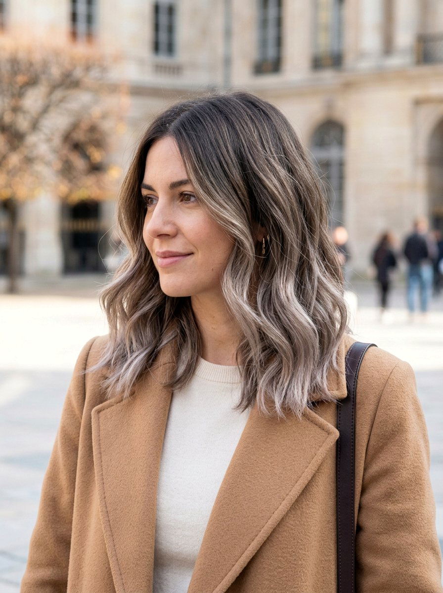 Rooted Smoky Bronde Balayage on Medium Length Hair - 20 smoky bronde balayage - 20 smoky bronde balayage