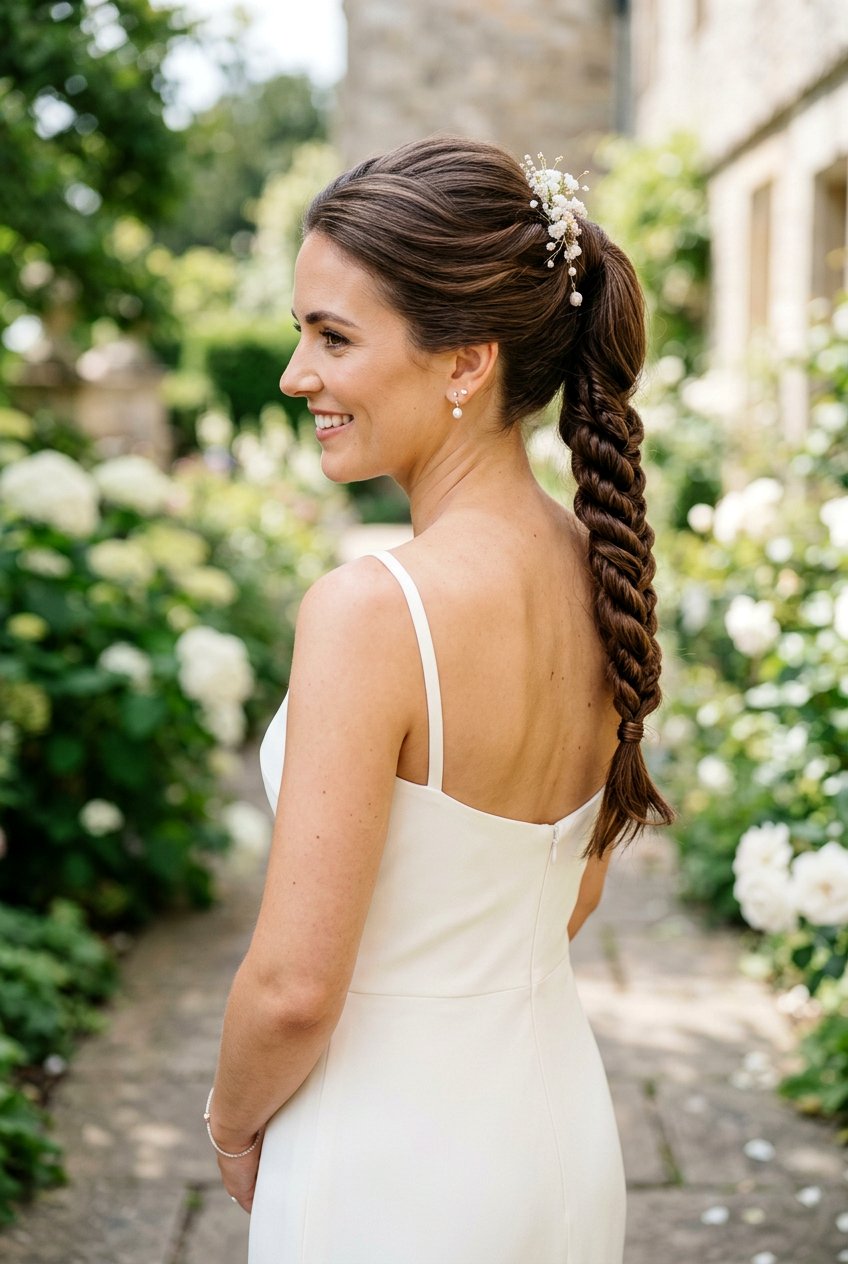 Rope Braid Bridal Ponytail Hairstyle - 20 bridal braid ponytail with veil - 20 bridal braid ponytail with veil