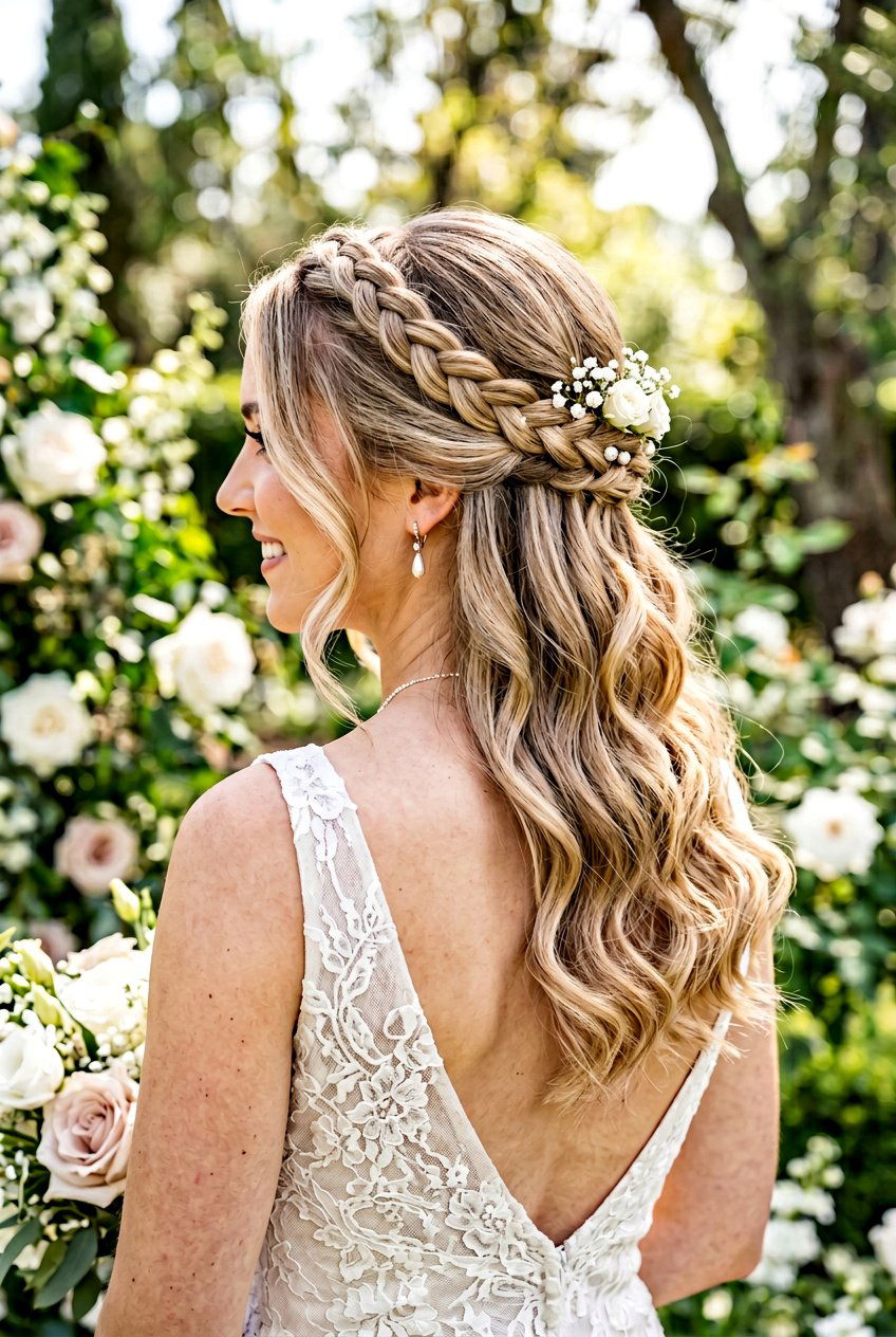 Rope Braid Crown Half Up Wedding Hair - 20 bridal half up with braid crown - 20 bridal half up with braid crown