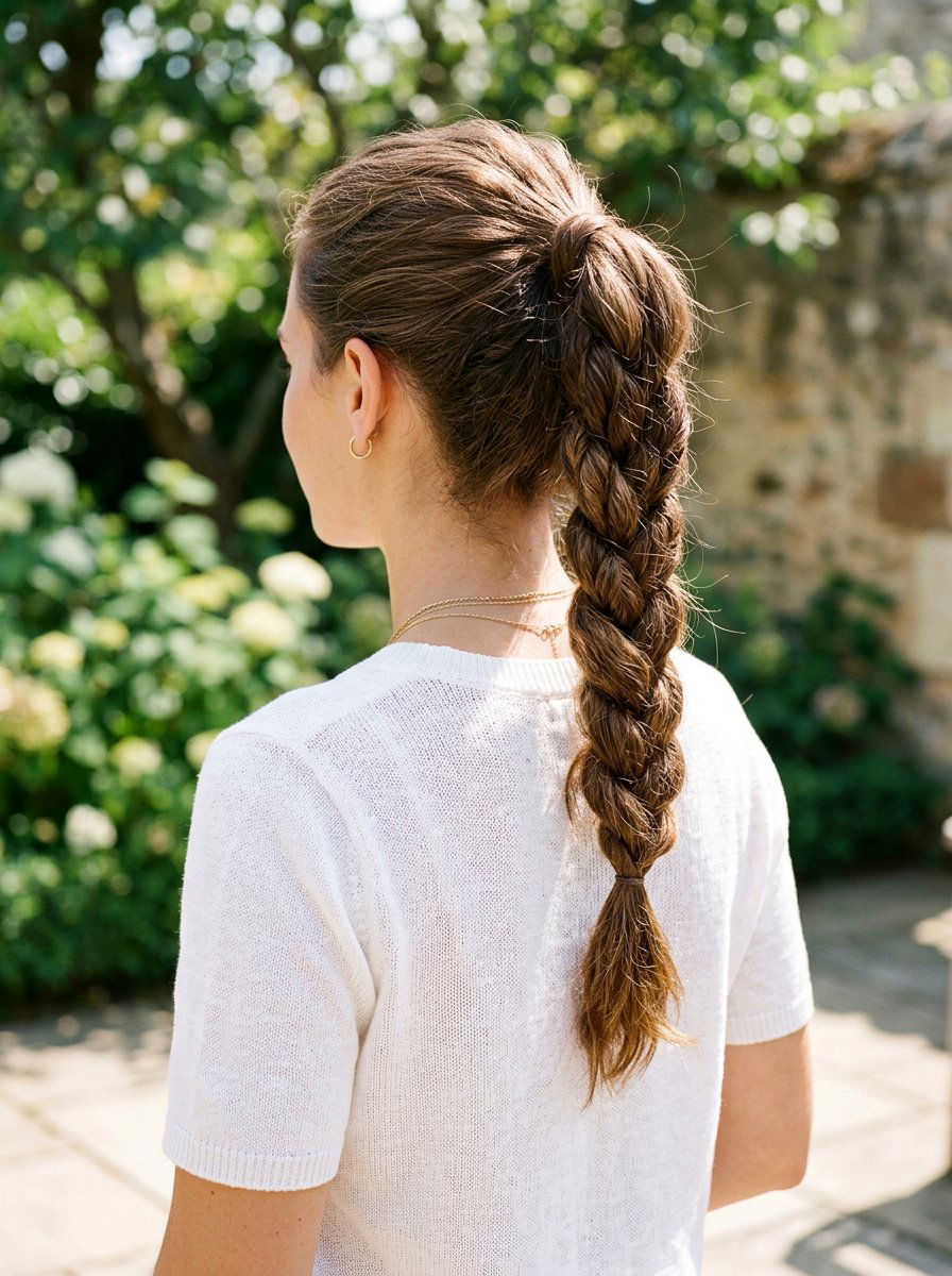 Rope Braid Ponytail - 20 quick hairstyle for office commute - 20 quick hairstyle for office commute