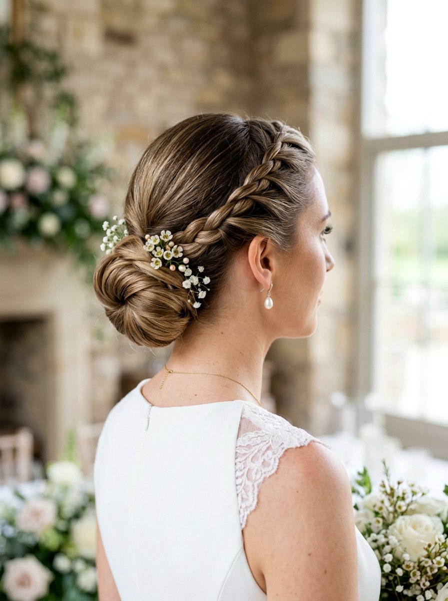 Rope Braid Side Bridal Bun - 20 side braided bridal bun - 20 side braided bridal bun