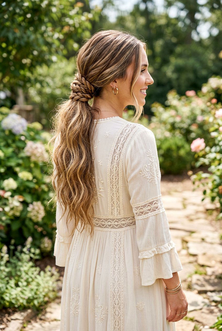 Rope Braid Wrapped Ponytail - 20 boho bridal ponytail - 20 boho bridal ponytail