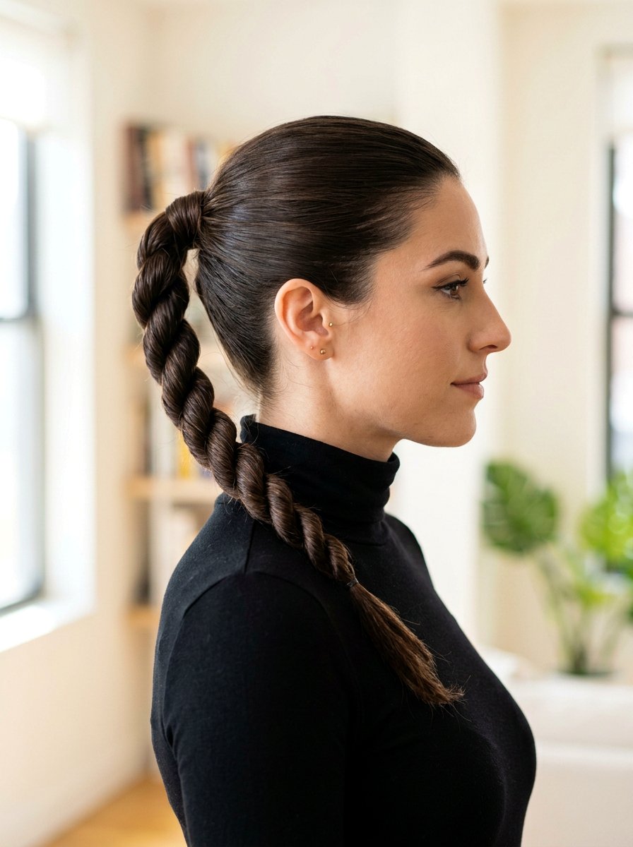 Rope Braided Ponytail - 20 work appropriate braid hairstyle - 20 work appropriate braid hairstyle