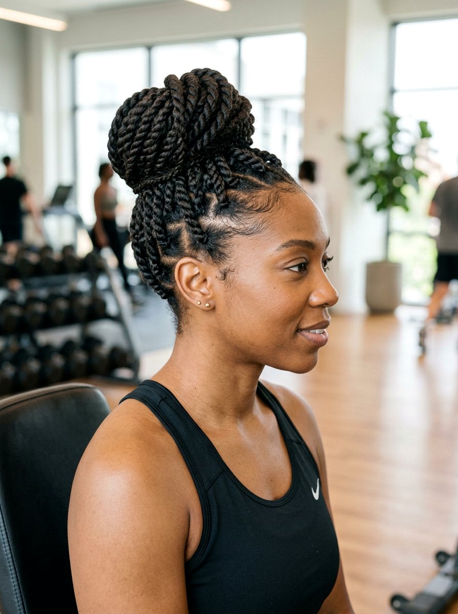 Rope Braided Top Knot - 20 dance practice bun hairstyle - 20 dance practice bun hairstyle