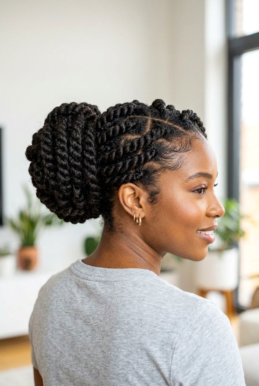 Rope Twist Bun For Natural Hair - 20 rope twist bun hairstyle - 20 rope twist bun hairstyle