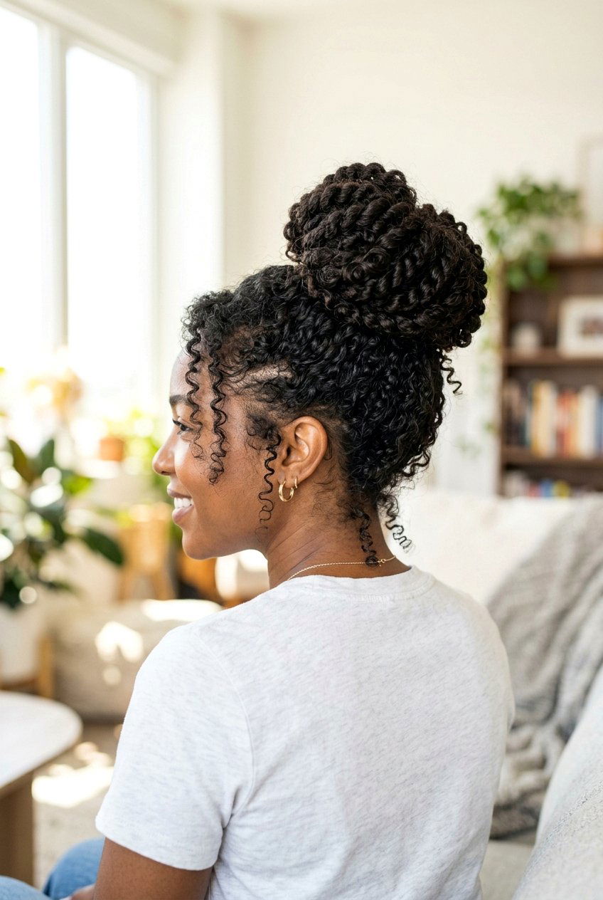 Rope Twist Bun On Curly Hair - 20 rope twist bun hairstyle - 20 rope twist bun hairstyle