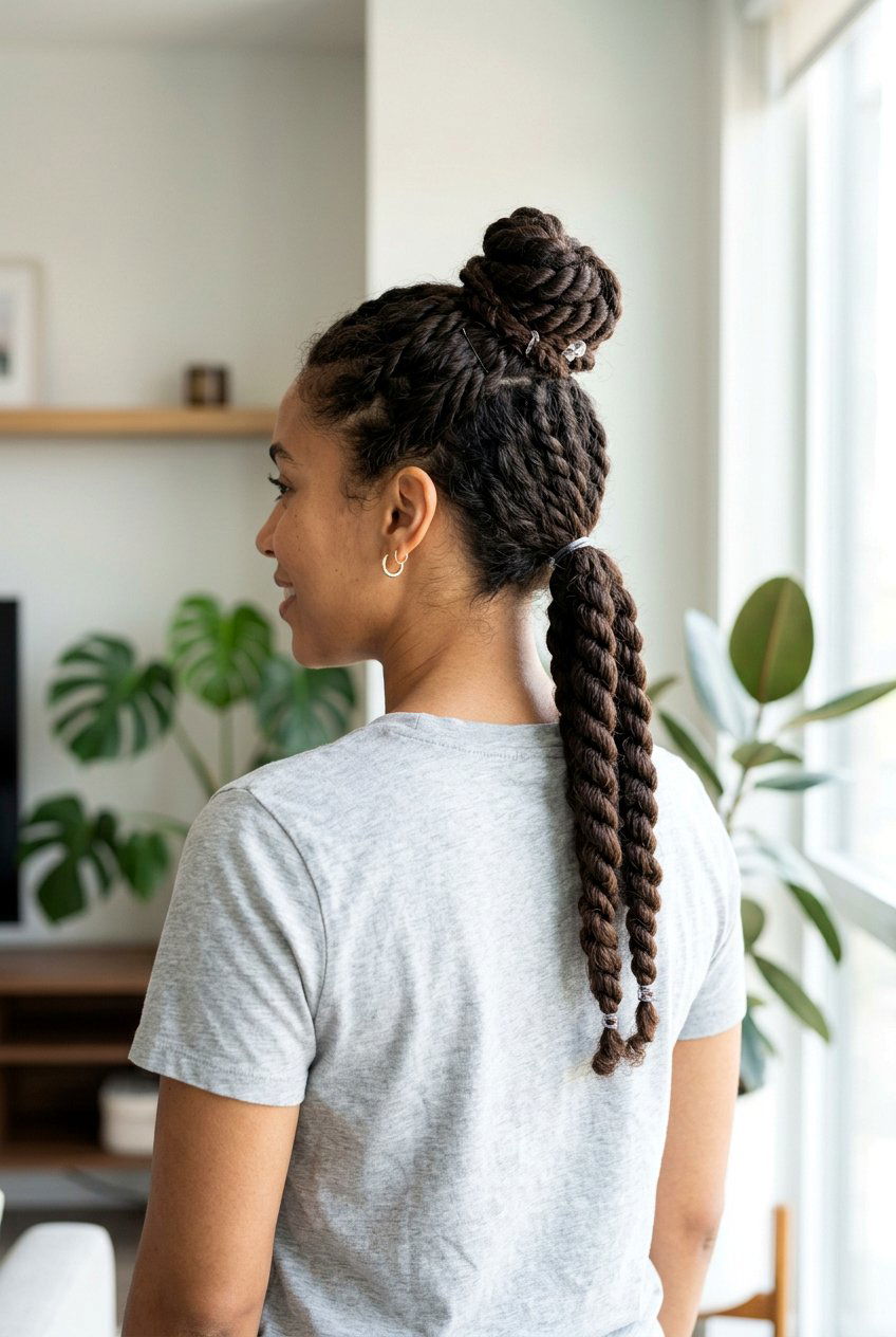 Rope Twist Bun Ponytail Combo - 20 rope twist bun hairstyle - 20 rope twist bun hairstyle
