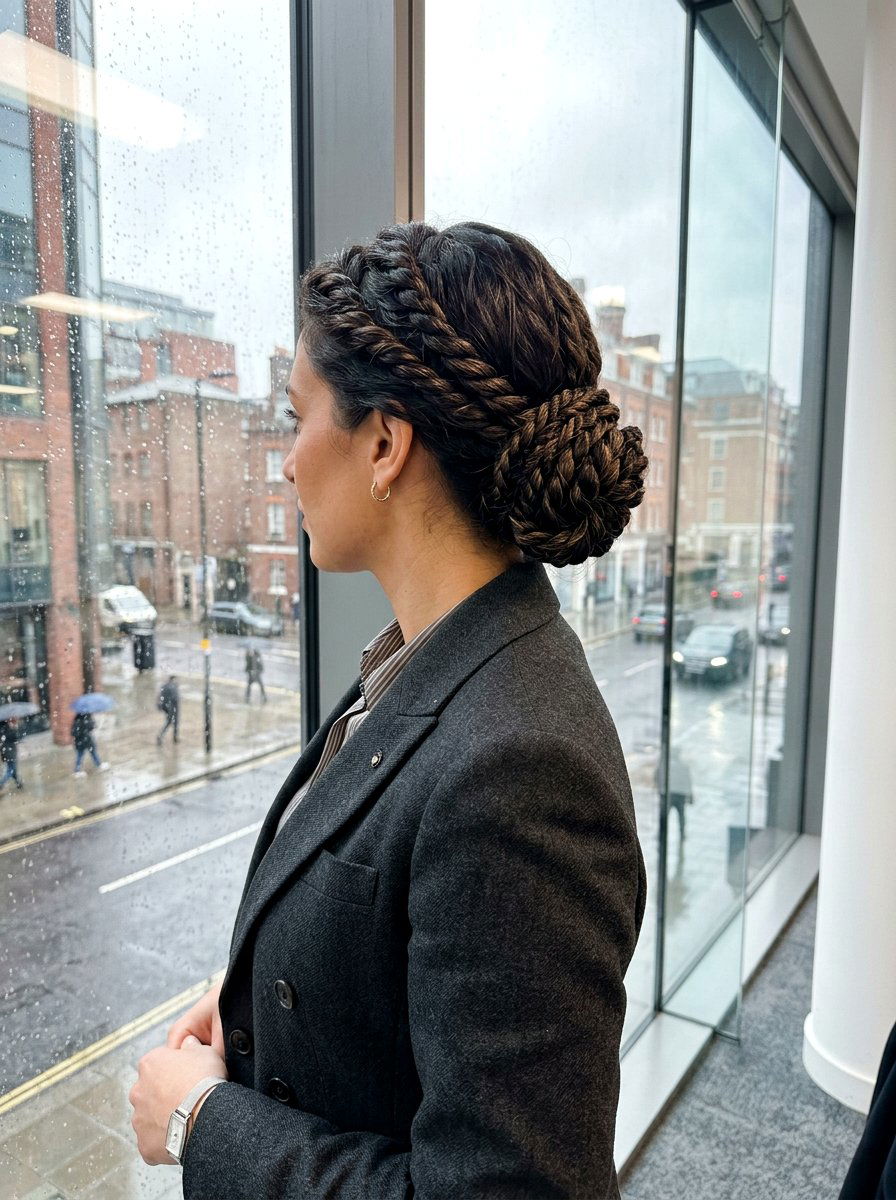 Rope Twist Bun Rainy Day - 20 office hairstyle for rainy days - 20 office hairstyle for rainy days