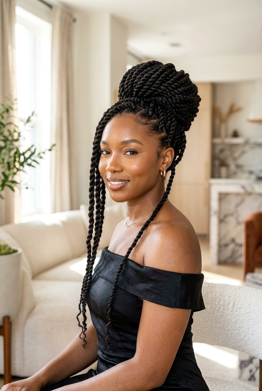 Rope Twist Bun With Extensions - 20 rope twist bun hairstyle - 20 rope twist bun hairstyle