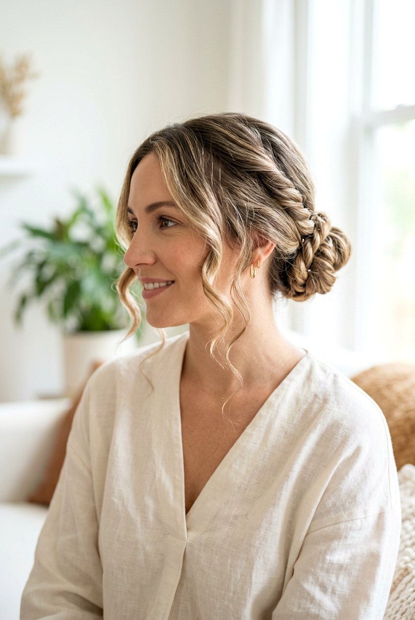 Rope Twist Bun With Face Framing Pieces - 20 rope twist bun hairstyle - 20 rope twist bun hairstyle