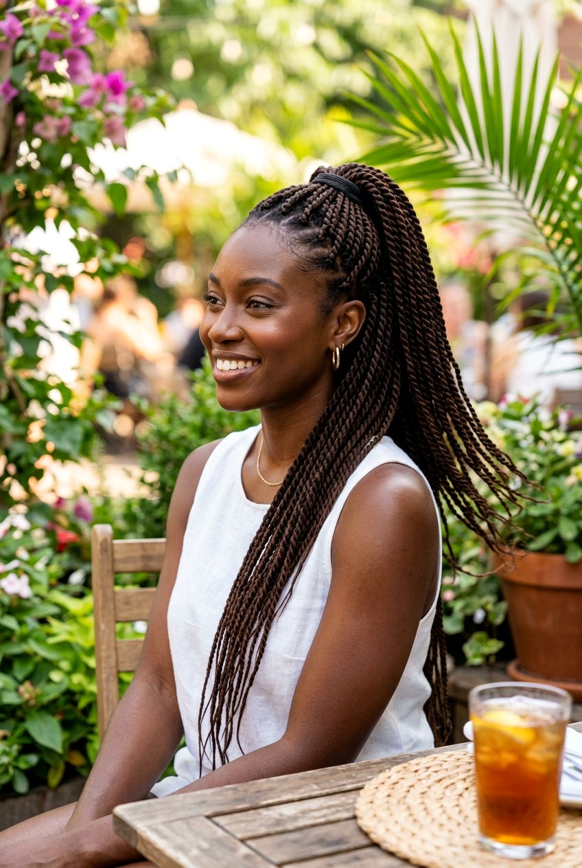 Rope Twist Ponytail - 20 summer twist hairstyles for natural hair - 20 summer twist hairstyles for natural hair