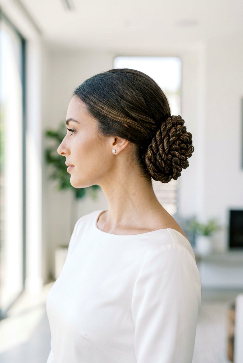 Rope Twisted Braided Bun - 20 bridal hairstyle with romantic braid - 20 bridal hairstyle with romantic braid