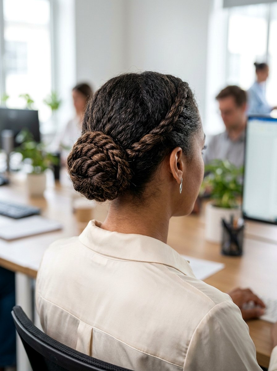 Rope Twisted Bun - 20 office hairstyle for humid days - 20 office hairstyle for humid days