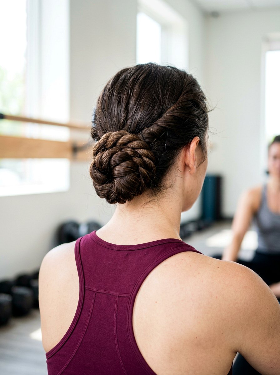 Rope Twisted Low Bun - 20 yoga hairstyle with low bun - 20 yoga hairstyle with low bun