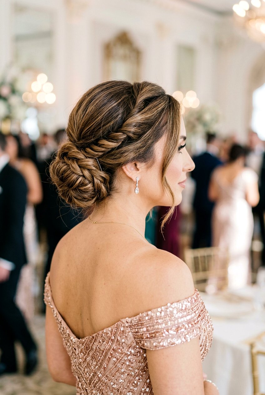 Rope Twisted Side Bun - 20 formal wedding guest side bun - 20 formal wedding guest side bun