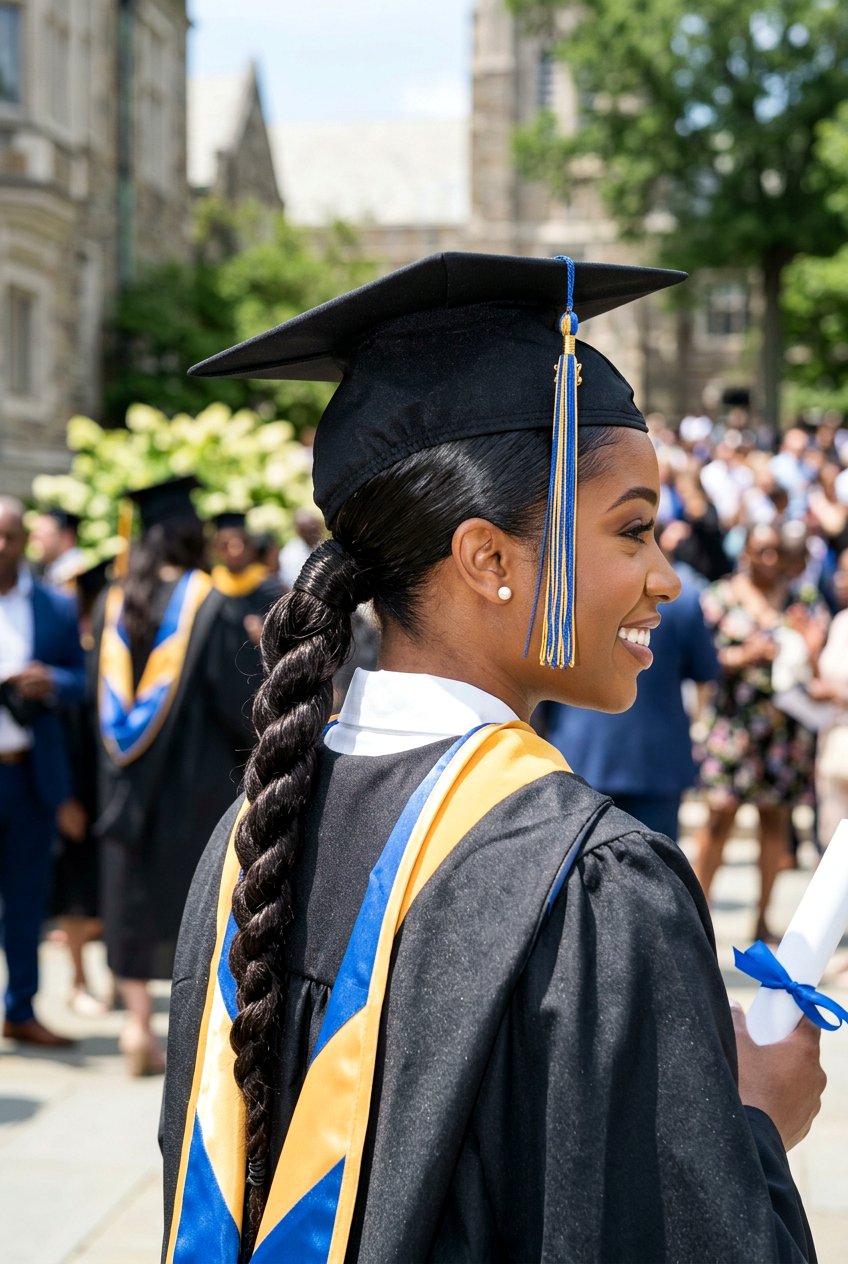 Rope braid ponytail graduation - 20 graduation hairstyles with braids - 20 graduation hairstyles with braids