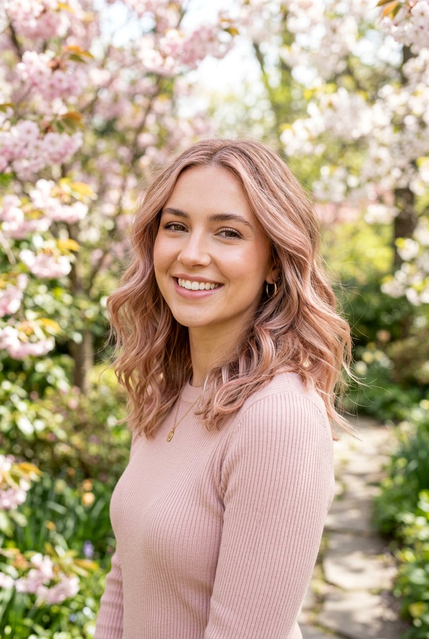 Rose Blonde Babylights On Mid Length Waves - 20 blonde babylights for fine hair women - 20 blonde babylights for fine hair women