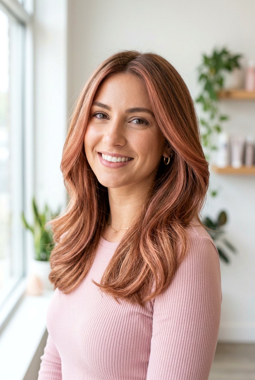 Rose Copper Balayage On Light Brown Hair - 20 subtle red balayage - 20 subtle red balayage