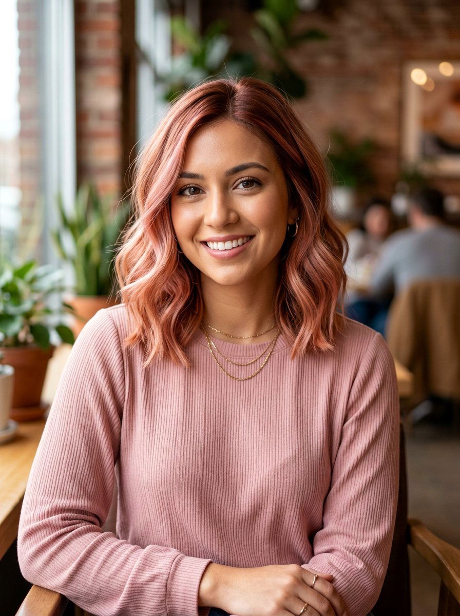 Rose Copper Lob - 20 trendy copper hair color 2026 - 20 trendy copper hair color 2026