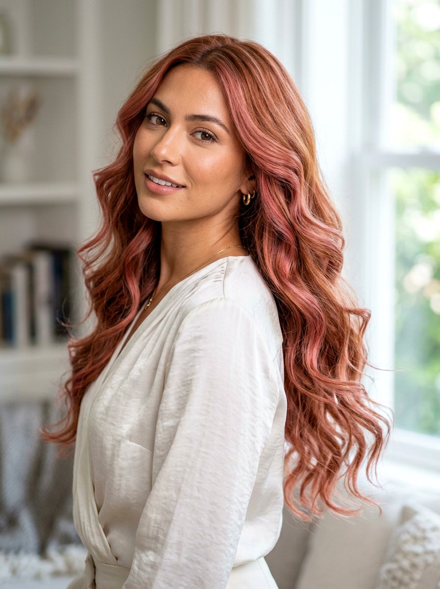 Rose Copper Long Hair - 20 trending copper hair ideas for women - 20 trending copper hair ideas for women