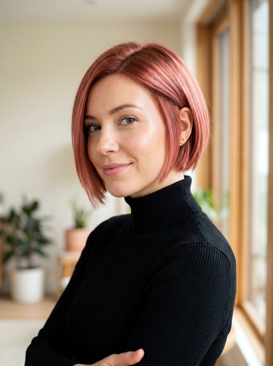 Rose Copper Micro Bob - 20 copper bob hair color ideas - 20 copper bob hair color ideas