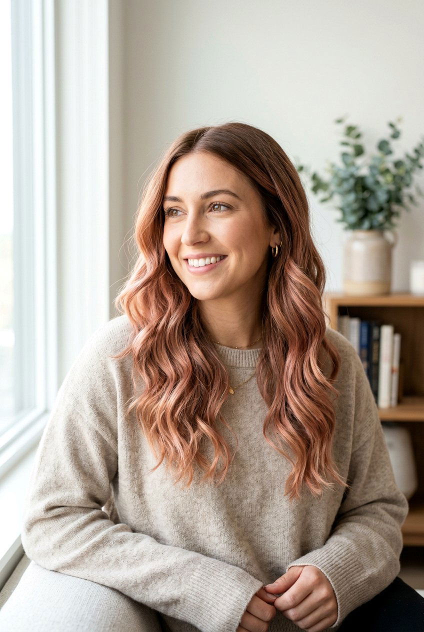 Rose Gold Balayage Hair - 20 pink balayage hair - 20 pink balayage hair