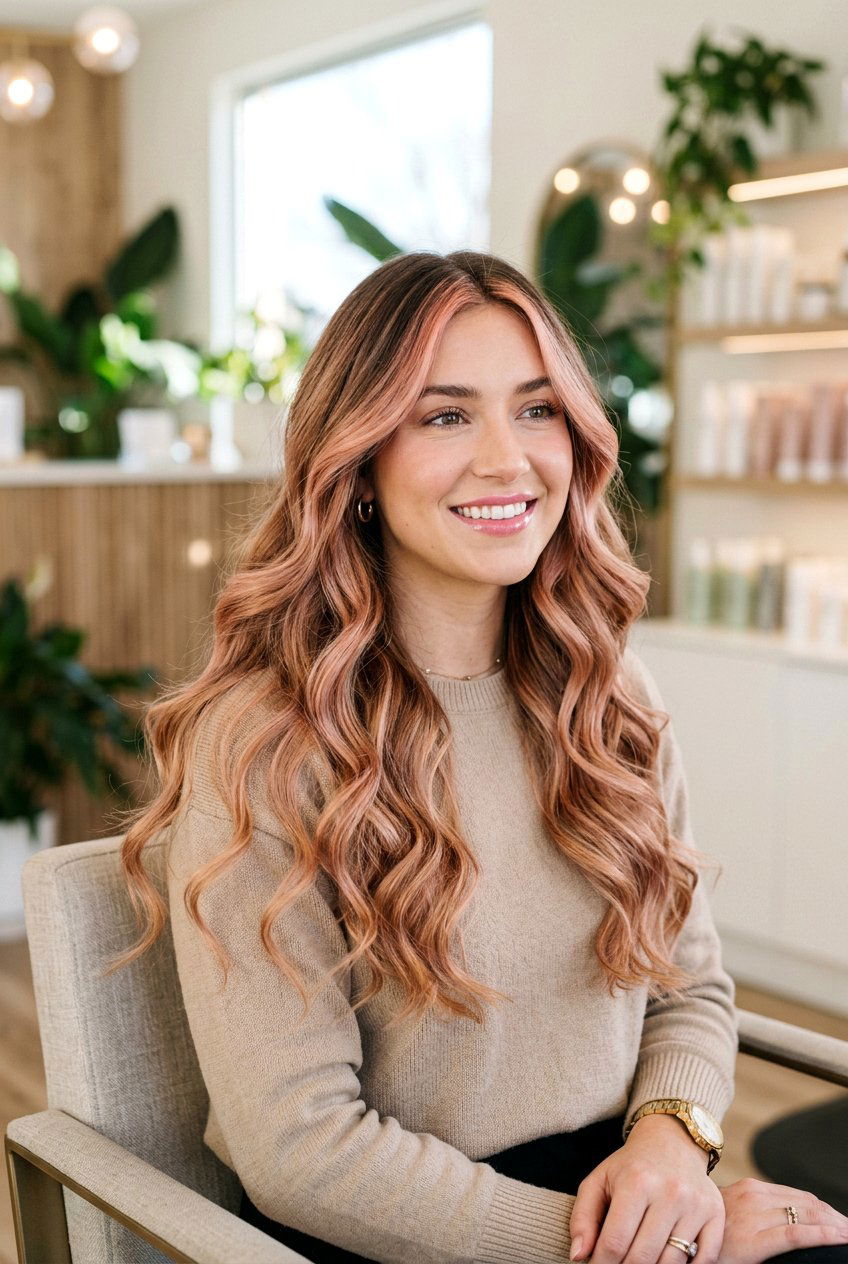 Rose Gold Balayage Money Piece - 20 rose gold balayage hair - 20 rose gold balayage hair