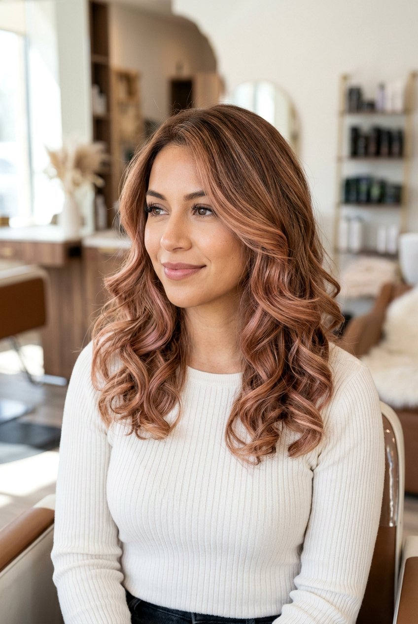 Rose Gold Balayage With Caramel Highlights - 20 rose gold balayage hair - 20 rose gold balayage hair