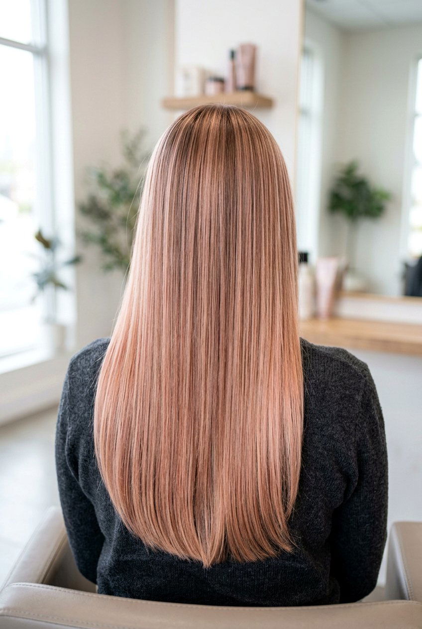 Rose Gold Balayage on Straight Hair - 20 balayage for straight hair - 20 balayage for straight hair
