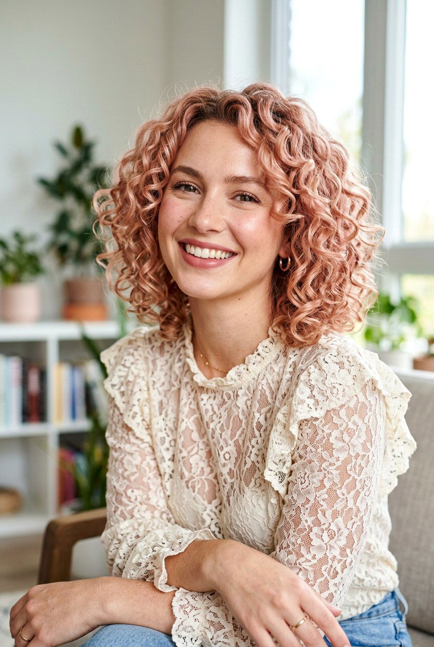 Rose Gold Blonde Curly Bob - 20 blonde curly bob color ideas - 20 blonde curly bob color ideas