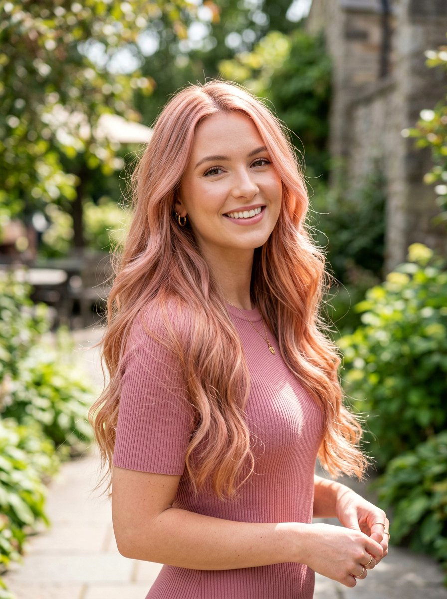 Rose Gold Blonde Lengths - 20 trending hair color ideas for blondes - 20 trending hair color ideas for blondes