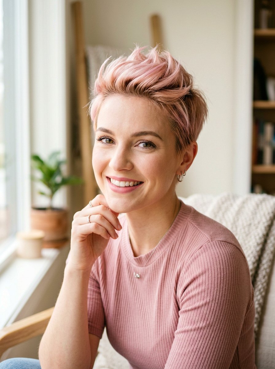 Rose Gold Blonde Pixie Cut - 20 older women classy hair color ideas - 20 older women classy hair color ideas
