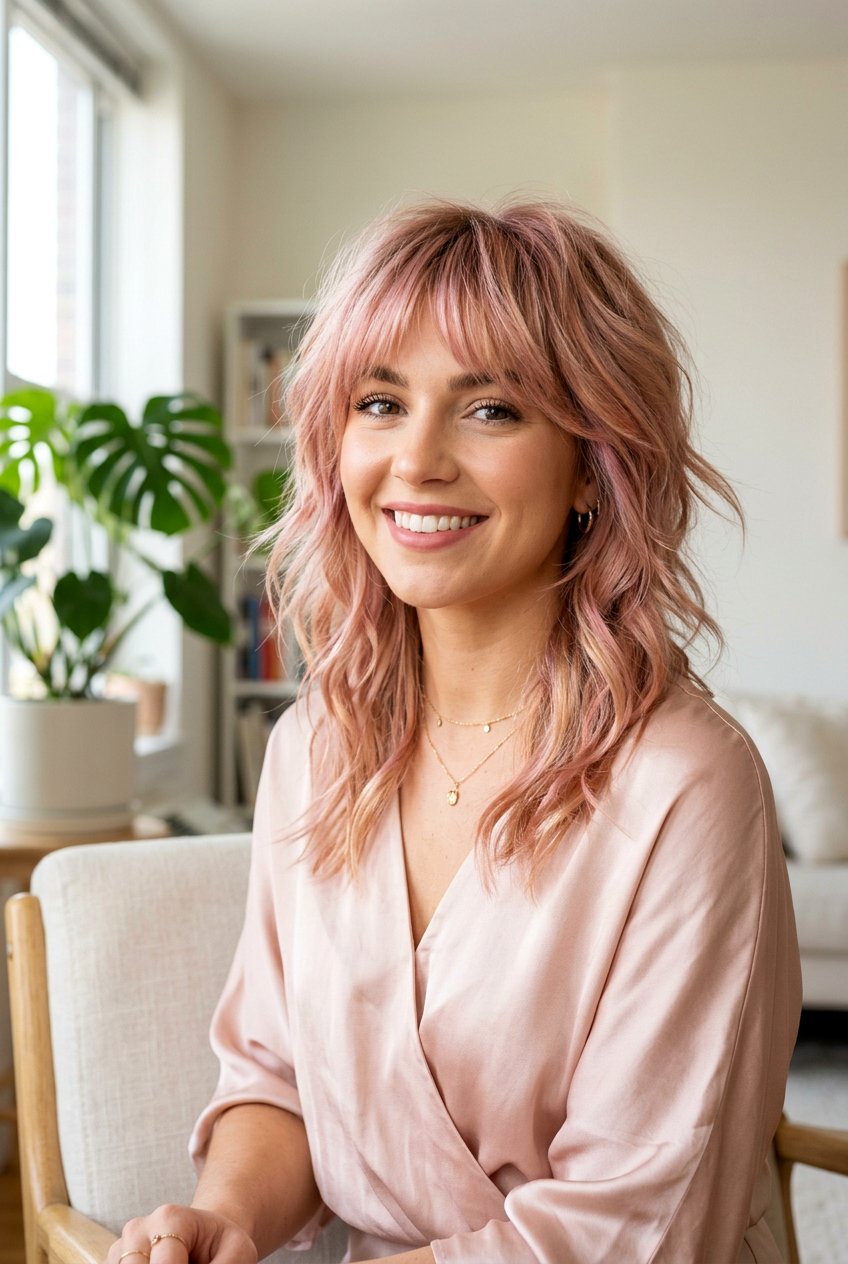 Rose Gold Blonde Shag Haircut - 20 blonde shag hair color ideas - 20 blonde shag hair color ideas